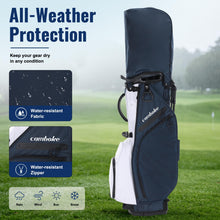 Load image into Gallery viewer, Camboke 15-Way Golf Stand Bag, Lightweight Golf Bag with Full-Length Dividers&amp;Rubber Top, Golf Club Carry Bag with Cooler Pocket, Dual Strap, Rain Hood for Men Women (Navy/White)
