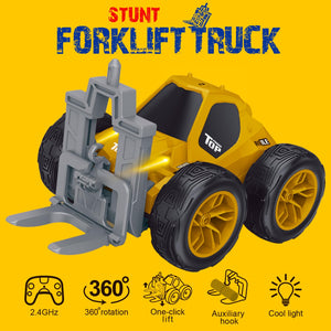 Stunt Forklift, Tumbling RC Bigfoot Truck, 2.4Ghz Radio Control Construction Vehicle, Off-Road Cute Car