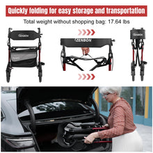 Load image into Gallery viewer, Rollator Walker for Seniors/Adults Foldable in Two Directions Rolling Walker with Seat 330 lbs Capacity 4 Big 8 inch Wheels Hand Grips Adjustable Height Lightweight Aluminum Walker 7204(Red)
