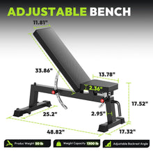 Load image into Gallery viewer, HANDBODE Adjustable Weight Bench for Full Body Workout, 1300 lb Weight Capacity Bench Press Bench of Home Gym Strength Training, Incline Upright Flat Utility Workout Bench with Fast Adjustment, Black
