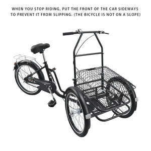 Bruce & Shark Multi-Purpose 3 Wheel Tricycle with Large Basket, 20 Inches Wheel,Rear Brake,Bearing Weight 330lbs