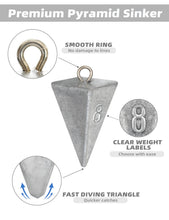 Load image into Gallery viewer, BLUEWING 3lb Box Pyramid Sinkers Lead Fishing Weights for Saltwater, 8oz, 6 Pack
