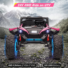 Load image into Gallery viewer, 2 Seaters 24V Kids Ride UTV Car with Remote Control,10AH Battery, 400W Powerful Motors 17&quot; EVA Quiet Wheels,20.5&quot; Sea Electric Ride on Toy, Rose
