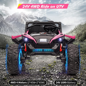 2 Seaters 24V Kids Ride UTV Car with Remote Control,10AH Battery, 400W Powerful Motors 17" EVA Quiet Wheels,20.5" Sea Electric Ride on Toy, Rose
