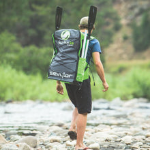 Load image into Gallery viewer, Sevylor QuickPak K5 24 Gauge PVC Polyester 1 Person Inflatable Kayak w/Hand Pump, Paddle, Double Lock Valves and Easy To Carry Backpack System, Gray

