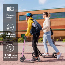 Load image into Gallery viewer, Kids Ages 6-12, 150W Motor, 4/7/11 Mph, 60 mins Ride Time, Adjustable Speed, LED Display, Colorful Lights, Electronic Brake (Pink)
