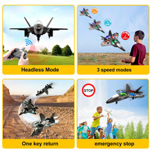 Load image into Gallery viewer, RC Helicopter Plane for Kids, 2.4Ghz Remote Control F22 Jet Fighter Airplane Quadcopter Toy Gifts, Cool Lights Stunt Roll (Blue)
