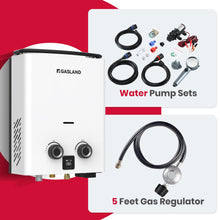 Load image into Gallery viewer, GASLAND Goshower G5 Pro Portable Propane Tankless Water Heater – 1.32 GPM, 34,000 BTU, With Water Pump &amp; Strainer, Ultra-Slim 5L for Camping, Off-Grid, Outdoor Shower
