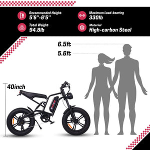 E2 Electric Bike for Adults, Full Suspension, 48V13Ah Removable Battery, Up to 28MPH & 46.6 Miles (PAS), 750W Ebike
