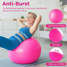 Load image into Gallery viewer, Leyndo 4 Pcs 26 Inch Yoga Exercise Ball Pilates Pregnancy Birthing Fitness Ball -(Black Green Pink Gray)
