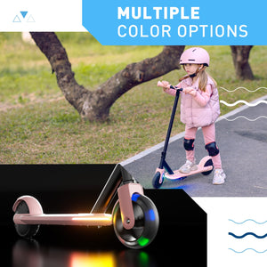 Electric Scooter for Kids Ages 4-8, LED Light-Up Wheels & Side Lights, 5MPH Safe Speed, 6 Miles Range, Easy Kick-Start, Scratch-Proof Curved Edges