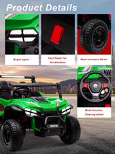 Load image into Gallery viewer, 24V XXXL Ride on Cars 2 Seater, Electric Cars Vehicles for Big Kids, 4WD Ride on UTV Truck w/Remote Control（Green）
