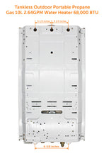 Load image into Gallery viewer, Flame King Portable Tankless Water Heater Propane Gas 10L 2.64 GPM at 68,000 BTU, Outdoor Instant Hot Water Shower for RV, Camping, Farm, Cabins
