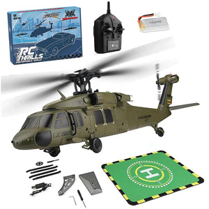 Black Hawk RC Helicopter, 2.4G 4CH Flybarless 170 Size RC Helicopter, 6-Axis Gyroscope Altitude Hovering with Display Stand