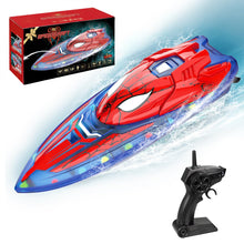 Load image into Gallery viewer, Spider Hero RC Boat, 2.4GHz Remote Control Boat with LED Lights for Kids, Pool Toy with 2 Rechargeable Batteries
