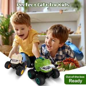 Remote Control Car for Boys Age 4-7 8-12, 50min+ Runtime Dinosaur Monster Truck Toy with Spray, Light, Music, 360 Rotating