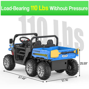 24V Electric Ride On Dump Truck for Kids - 2-Seater 4WD 6 Wheels Remote Control Car with Dump Bed | Blue