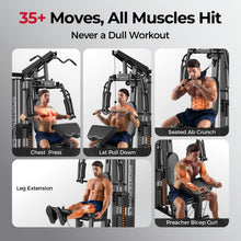 Load image into Gallery viewer, Sportsroyals Home Gym, Multifunctional Workout Station with Leg Press, 150LBS Weight Stack - (Black)
