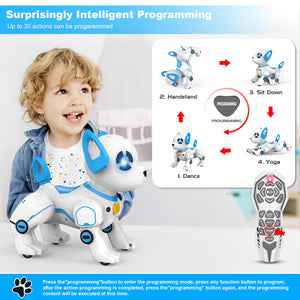 Remote Control Robot Dog Toy, RC Programmable Smart Interactive Robotic Pet, RC Stunt Robot Toy Imitates Animals Music
