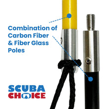 Load image into Gallery viewer, Scuba Choice Hybrid Hawaiian Sling 7-Foot Travel Spearfishing Pole Spear with 3-Prong Tip, Lightweight Fiber &amp; Carbon Build, Adjustable Length, Rubber Sling &amp; Carry Bag, Yellow
