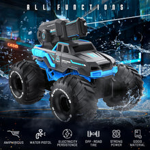 Load image into Gallery viewer, 1:16 Monster Truck Remote Control Car - Amphibious RC Off-Road Pickup Boat with Shooting Splash - 2.4GHz 4WD Waterproof All-terrian Pool Toy
