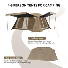 Load image into Gallery viewer, Naturehike Village Instant Tent, 4 Person 8 Person Camping Tent with Full Rainfly, Waterproof Large Cabin Tents for Car Camping
