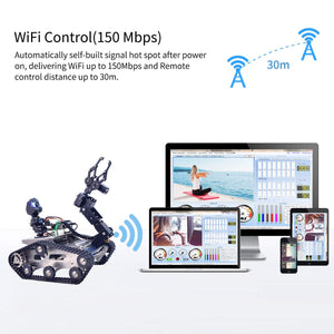 Robot Kit FPV Robot Car Kit with Robotic Arm HD Camera for Mega 2560, Utility Intelligent Tank Chassis Robotics Vehicle
