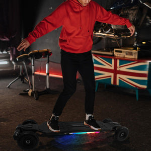 Electric Skateboard with LCD Remote Control，V5 Electric Longboard with Light for Adults, 1650W Dual Motor, 27 MPH & 18 Miles Range