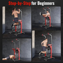 Load image into Gallery viewer, Power Tower Dip Station Pull Up Bar for Fitness Home Gym Workout,450 Pounds Multi-Function Adjustable Height Fitness Strength Training Exercise Equipment

