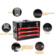 Load image into Gallery viewer, ASKVDL 439PCS Tool Set with 20 Inch Portable 3 Drawer Steel Toolbox Black Red
