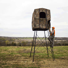 Load image into Gallery viewer, Muddy 12' Quad Pod - 57" L x 57" W Durable Steel 500 Pound Capacity Hunting Outdoor Platform with Full-Surround Shooting Rail &amp; 2 Flex-Tek Seats, Blind Kit Not Included
