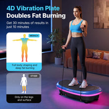 Load image into Gallery viewer, MERACH Vibration Plate Exercise Machine, 4D Whole Body Workout Vibrating Platform for Lymphatic Drainage Weight Loss Muscle Activation, Home Fitness Equipment with Bluetooth Light Pull Cord
