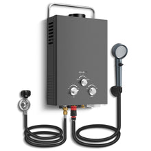 Load image into Gallery viewer, Outdoor Tankless Propane Water Heater 1.58GPM 6L Portable Gas Water Heater with Handle &amp; Overheating Protection, Instant Hot Water for Camping RV Cabin Boat Barn - Black
