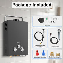 Load image into Gallery viewer, Outdoor Tankless Propane Water Heater 1.58GPM 6L Portable Gas Water Heater with Handle &amp; Overheating Protection, Instant Hot Water for Camping RV Cabin Boat Barn - Black
