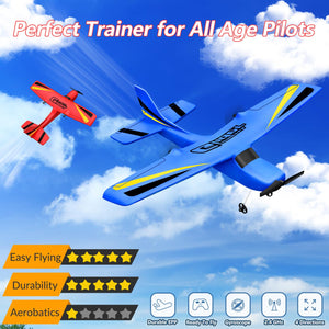 2 Channel RC Airplane, Ready to Fly, 2.4GHz Remote Control Plane, Easy to Fly Glider for Kids & Beginners (Blue)