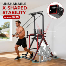 Load image into Gallery viewer, Power Tower Pull Up Bar Free Standing,13-Level Adjustable Height Dip Station with X-Frame Stability, Multi-Grip Handles, Backrest, Home Gym Strength Training Equipment 400LBS
