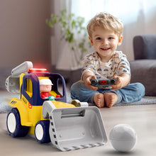 Load image into Gallery viewer, Remote Control Construction Truck Toy for Toddlers 2-4, Baby RC Car Toys W/Light Sound, Backhoe Loader Play Vehicle
