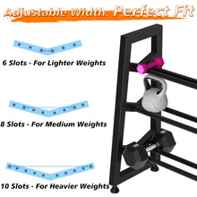 Load image into Gallery viewer, CHICAURA 3 Tier Weight Rack for Home Gym Dumbbells, Universal Dumbbell Rack with Adjustable Width Rails, Heavy Duty Angled Storage Stand for Kettlebells &amp; Hand Weights (Rack Only)
