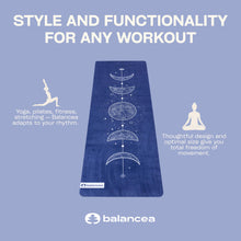 Load image into Gallery viewer, Yoga Mat With Strap 5mm Non Slip Suede &amp; TPE - Blue Eco-Friendly Fitness &amp; Exercise Mat for Home Gym, Pilates, Hot Yoga, and Meditation - Lightweight Durable 72 x 24 inch Workout Mat for Women, Men
