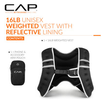 Load image into Gallery viewer, CAP Weighted Vest for Women &amp; Men 16lb – Reflective Fitness Vest for Walking, Running, Cardio, Rucking, &amp; Strength Training, Black
