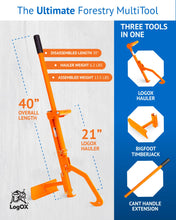 Load image into Gallery viewer, LogOX 3-in-1 Forestry Multitool, Firewood Harvesting Hand Tools, Reduce Back Strain and Heating Costs, Log Hauler, Cant Hook, and Timberjack, All-in-One (Patented &amp; Made in USA)
