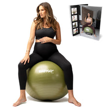 Load image into Gallery viewer, BABYGO Birthing Ball - Pregnancy Yoga Labor &amp; Exercise Ball &amp; Book Set Trimester Targeting (Olive, 65cm)
