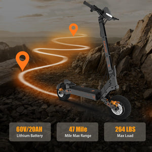Electric Scooter for Adults with Seat, 47 Miles Range, 43MPH Speed 2000W Powerful Motor, 11" Off-Road Tires with 264 Lbs MAX Load