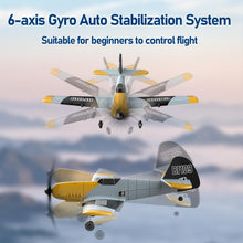Load image into Gallery viewer, RC Plane, 3 Channel Remote Control Airplane, 6-axis Gyro Stabilizer BF-109 RTF RC Airplane with 2 Batteries, Easy to Fly
