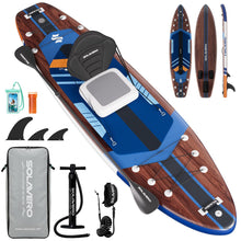 Load image into Gallery viewer, SOLAVERO Inflatable Stand Up Paddle Board with Premium SUP Accessories &amp; Kayak Seat, Wide Stable Anti-Slip EVA Deck, 11'6" Inflatable Paddleboard for Adults &amp; Youth of All Skill Levels (Cobalt Sail)
