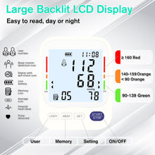 Load image into Gallery viewer, P PANACARE Upper Arm Blood Pressure Monitor – Large LCD Display BP Machine, 2-User 240 Memory, Irregular Heartbeat Detection, Wide Cuff 8.7"-20.5", Type-C Power

