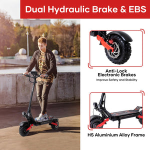 S3 Electric Scooter for Adults, 6000W Dual Motors, 60V 24Ah Battery, Up to 50MPH & 55 Miles, 11" Tires, Off-Road E-Scooter