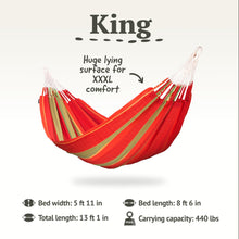 Load image into Gallery viewer, LA SIESTA Flora Classic Cotton Hammock &amp; CasaMount - Indoor/Outdoor Extra Large 2 Person Double Hammock - King, Chili
