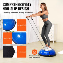 Load image into Gallery viewer, VEVOR 26-inch Half Exercise Ball Trainer, 1500 lbs Capacity Balance Ball, Includes Resistance Bands -Blue
