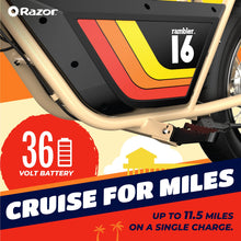 Load image into Gallery viewer, 36V Electric Minibike with Retro Style, Up to 15.5 MPH, Up to 11.5 Miles Range, Wide, Rugged 16&quot; Air-Filled Tires, Tan
